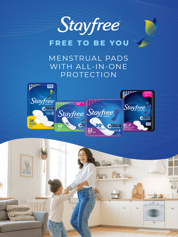 Stayfree - Free to be You - menstrual pads with All-in-one protection